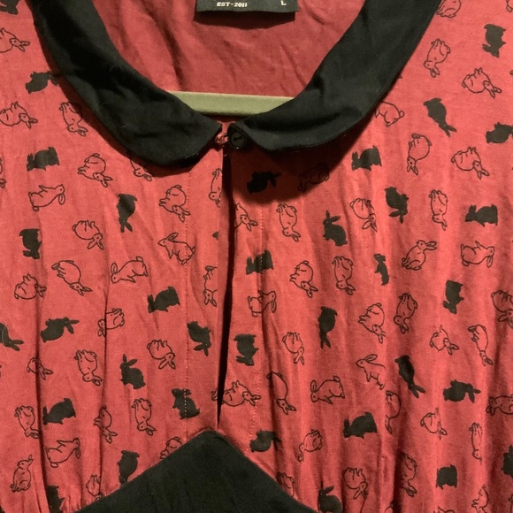 Adorable retro bunny print dress - Picture 3 of 3